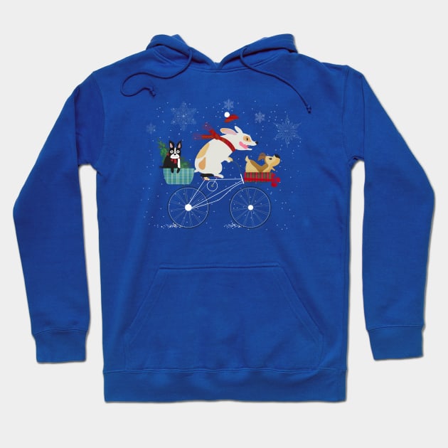 Cute and Funny Christmas Holiday Dog Lovers Hoodie by Dibble Dabble Designs